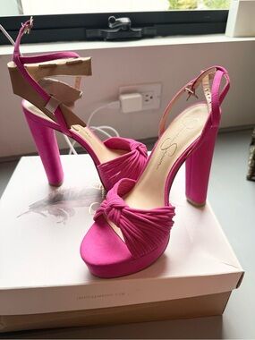 Jessica Simpson Hot Pink Knotted Platform Heels